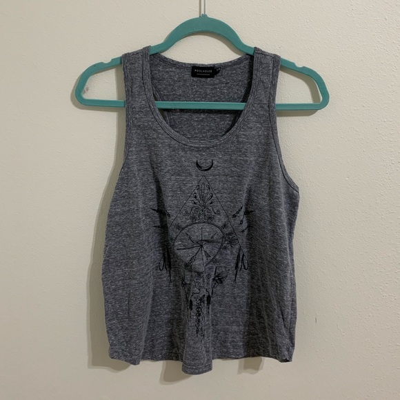 Tops - Gray Tribal Print Tank Top